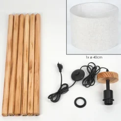 Lampes En Tissu-hofstein Bassagoda Lampadaire Écru, Noir, 1 lumière