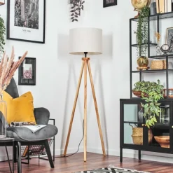 Lampes En Tissu-hofstein Bassagoda Lampadaire Écru, Noir, 1 lumière