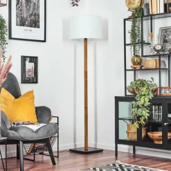 Lampes En Tissu-hofstein Bassagoda Lampadaire Écru, Noir, 1 lumière