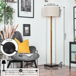 Lampes En Tissu-hofstein Bassagoda Lampadaire Écru, Noir, 1 lumière