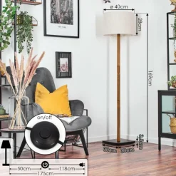 Lampes En Tissu-hofstein Bassagoda Lampadaire Écru, Noir, 1 lumière