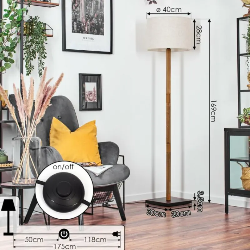 Lampes En Tissu-hofstein Bassagoda Lampadaire Écru, Noir, 1 lumière