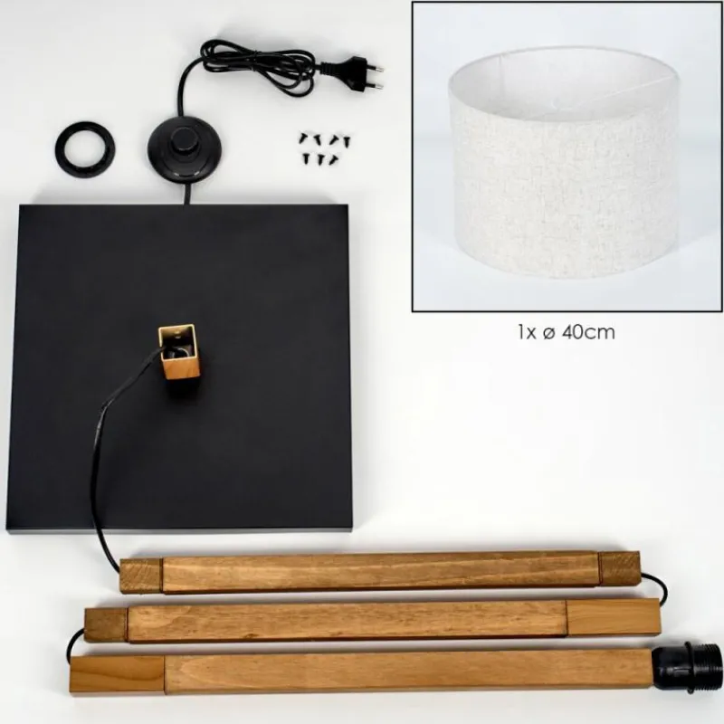 Lampes En Tissu-hofstein Bassagoda Lampadaire Écru, Noir, 1 lumière