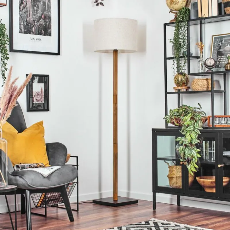 Lampes En Tissu-hofstein Bassagoda Lampadaire Écru, Noir, 1 lumière