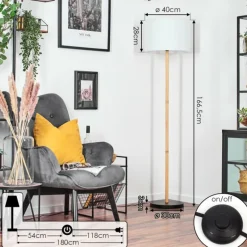 Lampes En Tissu-hofstein Bassagoda Lampadaire Écru, Noir, 1 lumière