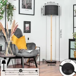 Lampes En Tissu-hofstein Bassagoda Lampadaire Écru, Noir, 1 lumière