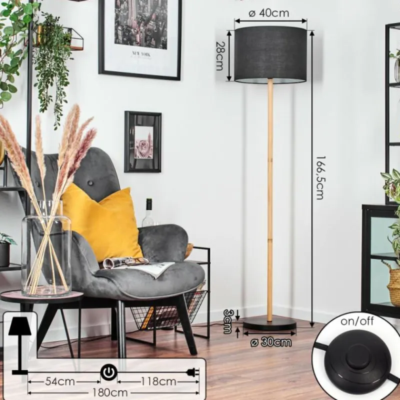 Lampes En Tissu-hofstein Bassagoda Lampadaire Écru, Noir, 1 lumière