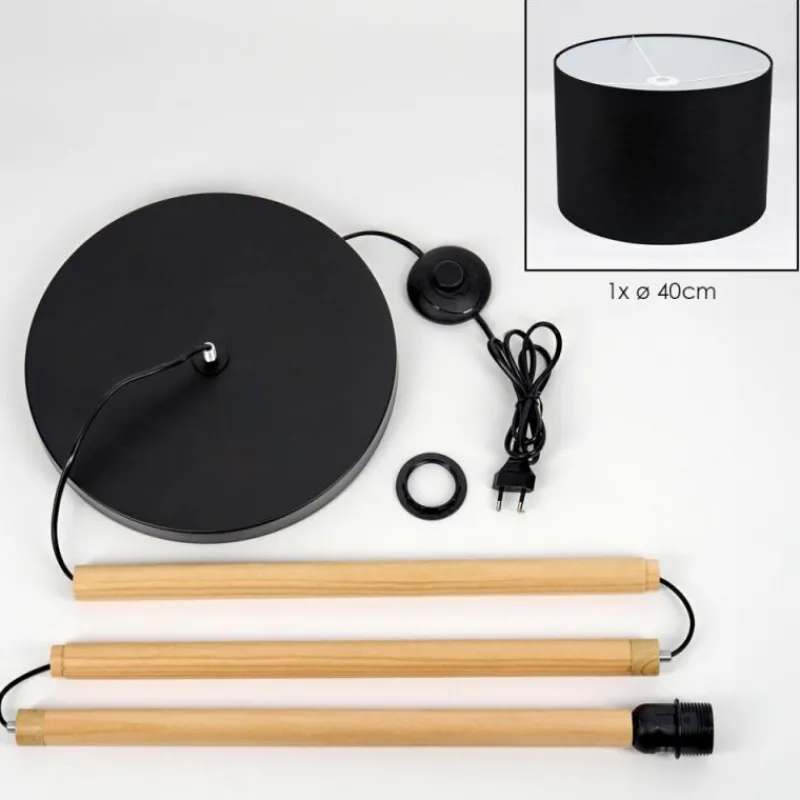 Lampes En Tissu-hofstein Bassagoda Lampadaire Écru, Noir, 1 lumière