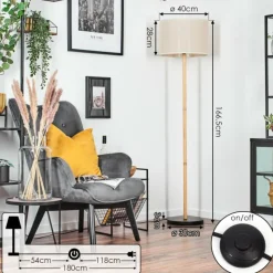 Lampes En Tissu-hofstein Bassagoda Lampadaire Écru, Noir, 1 lumière