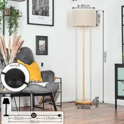 Lampes En Tissu-hofstein Bassagoda Lampadaire Écru, 1 lumière