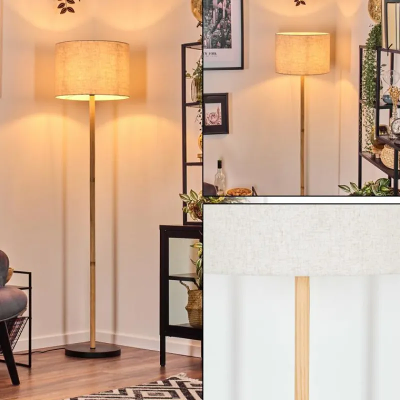 Lampes En Tissu-hofstein Bassagoda Lampadaire Écru, Noir, 1 lumière