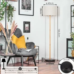 Lampes En Tissu-hofstein Bassagoda Lampadaire Écru, Noir, 1 lumière