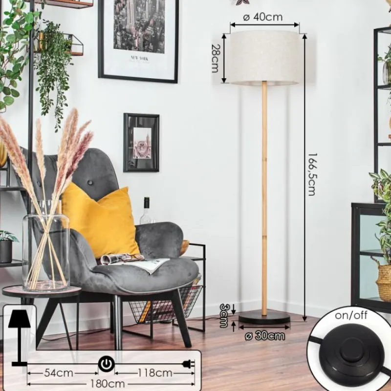 Lampes En Tissu-hofstein Bassagoda Lampadaire Écru, Noir, 1 lumière