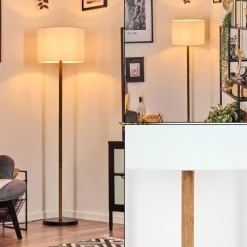 Lampes En Tissu-hofstein Bassagoda Lampadaire Écru, Noir, 1 lumière