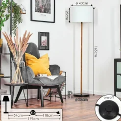 Lampes En Tissu-hofstein Bassagoda Lampadaire Écru, Noir, 1 lumière