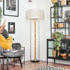 Lampes En Tissu-hofstein Bassagoda Lampadaire Écru, Noir, 1 lumière