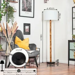 Lampes En Tissu-hofstein Bassagoda Lampadaire Écru, Noir, 1 lumière