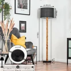 Lampes En Tissu-hofstein Bassagoda Lampadaire Écru, Noir, 1 lumière