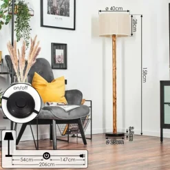 Lampes En Tissu-hofstein Bassagoda Lampadaire Écru, Noir, 1 lumière