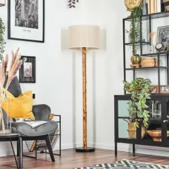 Lampes En Tissu-hofstein Bassagoda Lampadaire Écru, Noir, 1 lumière