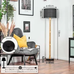 Lampes En Tissu-hofstein Bassagoda Lampadaire Écru, Noir, 1 lumière