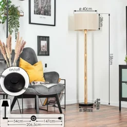 Lampes En Tissu-hofstein Bassagoda Lampadaire Écru, Noir, 1 lumière