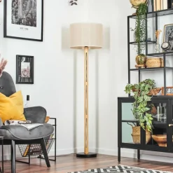 Lampes En Tissu-hofstein Bassagoda Lampadaire Écru, Noir, 1 lumière