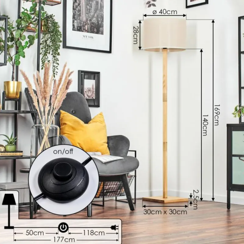 Lampes En Tissu-hofstein Bassagoda Lampadaire Écru, 1 lumière