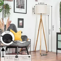 Lampes En Tissu-hofstein Bassagoda Lampadaire Écru, 1 lumière