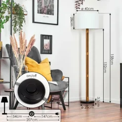 Lampes En Tissu-hofstein Bassagoda Lampadaire Écru, Noir, 1 lumière