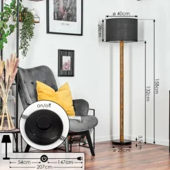 Lampes En Tissu-hofstein Bassagoda Lampadaire Écru, Noir, 1 lumière