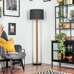 Lampes En Tissu-hofstein Bassagoda Lampadaire Écru, Noir, 1 lumière