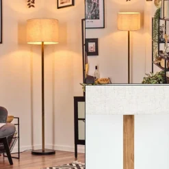 Lampes En Tissu-hofstein Bassagoda Lampadaire Écru, Noir, 1 lumière