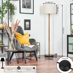 Lampes En Tissu-hofstein Bassagoda Lampadaire Écru, Noir, 1 lumière