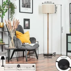 Lampes En Tissu-hofstein Bassagoda Lampadaire Écru, Noir, 1 lumière