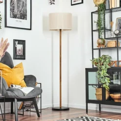 Lampes En Tissu-hofstein Bassagoda Lampadaire Écru, Noir, 1 lumière