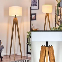 Lampes En Tissu-hofstein Bassagoda Lampadaire, Liseuse Écru, Noir, 1 lumière