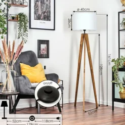 Lampes En Tissu-hofstein Bassagoda Lampadaire, Liseuse Écru, Noir, 1 lumière