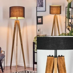 Lampes En Tissu-hofstein Bassagoda Lampadaire, Liseuse Écru, Noir, 1 lumière