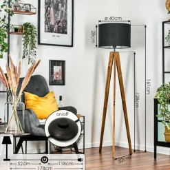 Lampes En Tissu-hofstein Bassagoda Lampadaire, Liseuse Écru, Noir, 1 lumière