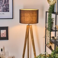 Lampes En Tissu-hofstein Bassagoda Lampadaire, Liseuse Écru, Noir, 1 lumière