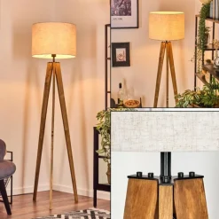 Lampes En Tissu-hofstein Bassagoda Lampadaire, Liseuse Écru, Noir, 1 lumière