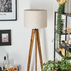 Lampes En Tissu-hofstein Bassagoda Lampadaire, Liseuse Écru, Noir, 1 lumière