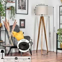 Lampes En Tissu-hofstein Bassagoda Lampadaire, Liseuse Écru, Noir, 1 lumière