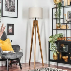 Lampes En Tissu-hofstein Bassagoda Lampadaire, Liseuse Écru, Noir, 1 lumière