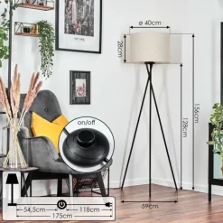 Lampes En Tissu-hofstein Bassagoda Lampadaire, Liseuse Noir, 1 lumière