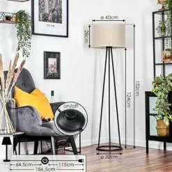 Lampes En Tissu-hofstein Bassagoda Lampadaire, Liseuse Noir, 1 lumière