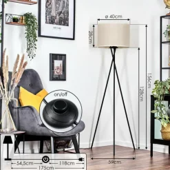 Lampes En Tissu-hofstein Bassagoda Lampadaire Noir, 1 lumière