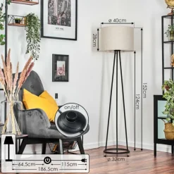 Lampes En Tissu-hofstein Bassagoda Lampadaire Noir, 1 lumière