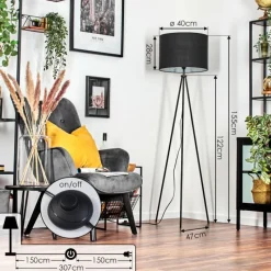 Lampes En Tissu-hofstein Bassagoda Lampadaire Noir, 1 lumière